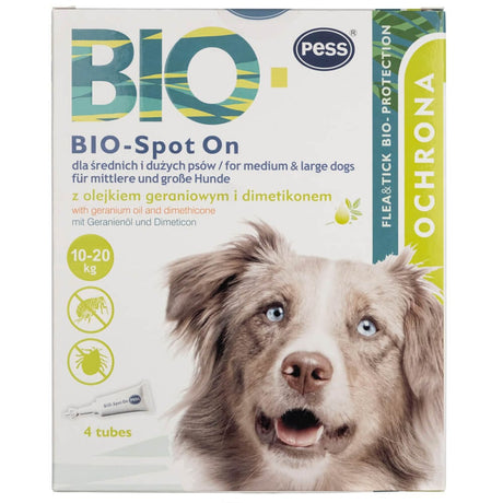 Pess Bio-Spot On, Geranium Oil and Dimethicone for Medium and Large Dogs 10-20 kg