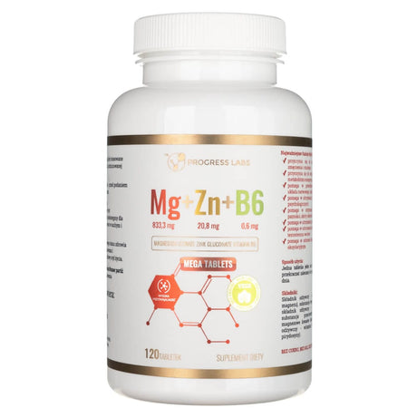 Progress Labs Magnesium + Zinc + Vitamin B6 - 120 Tablets