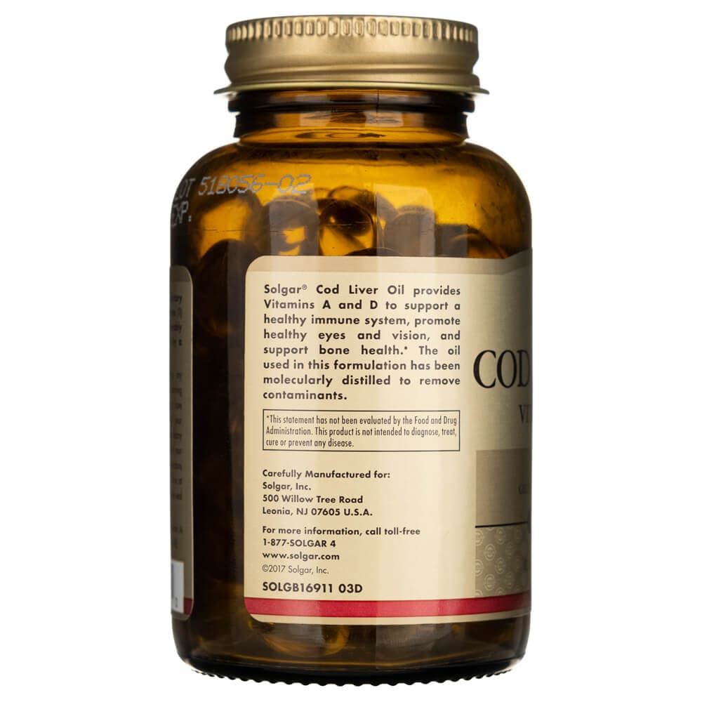 Solgar Cod Liver Oil (Vitamin A & D) - 100 Softgels