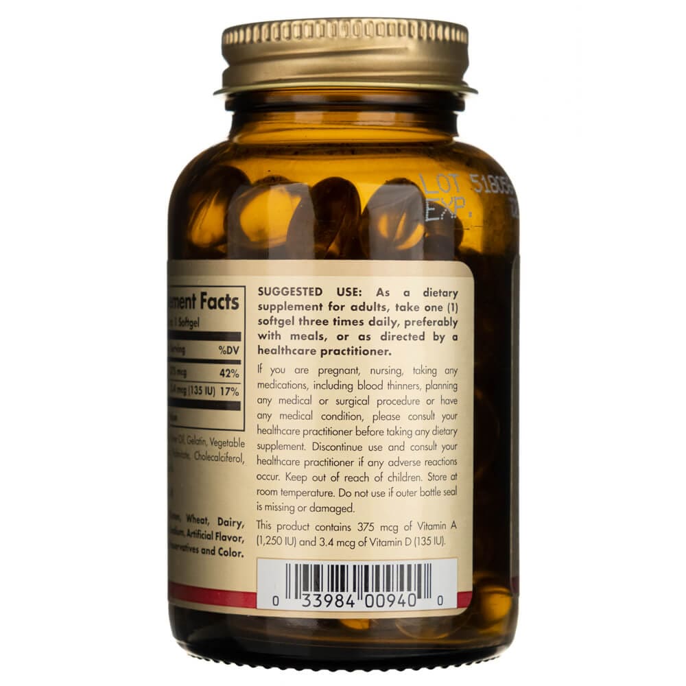 Solgar Cod Liver Oil (Vitamin A & D) - 100 Softgels