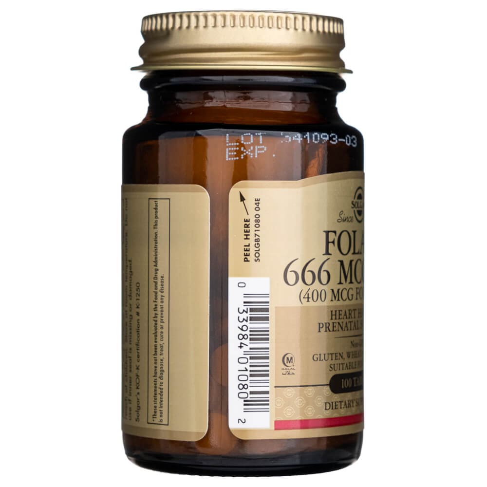 Solgar Folate 666 mcg DFE (400 mcg Folic Acid) - 100 Tablets – Medpak