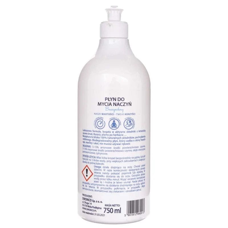 Swonco Dishwashing Liquid, Fragrance-Free - 750 ml