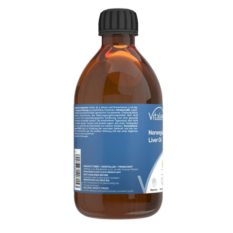 Vitaler's Omega-3 Norwegian Cod Liver Oil 1250 mg, Lemon - 250 ml