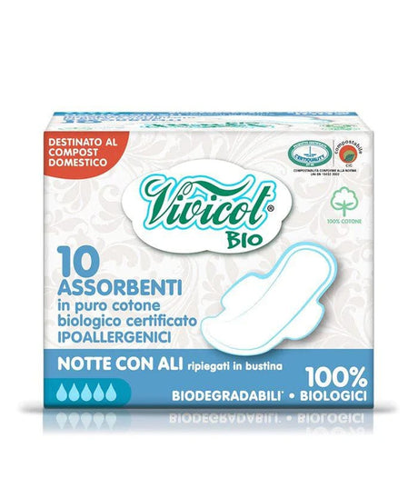 Vivicot Biodegradable Night Pads with Wings - 10 pieces