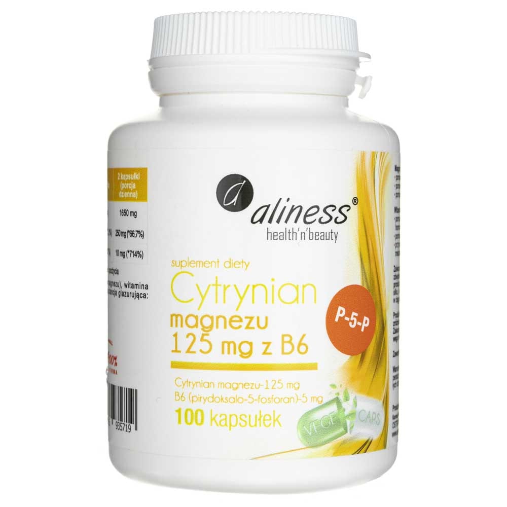 Aliness Magnesium Citrate 125 mg with B6 - 100 Capsules
