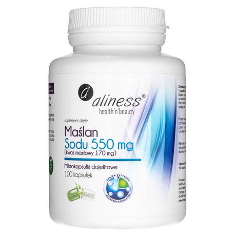 Aliness Sodium Butyrate 550 mg (Butyric Acid 170 mg) - 100 Capsules