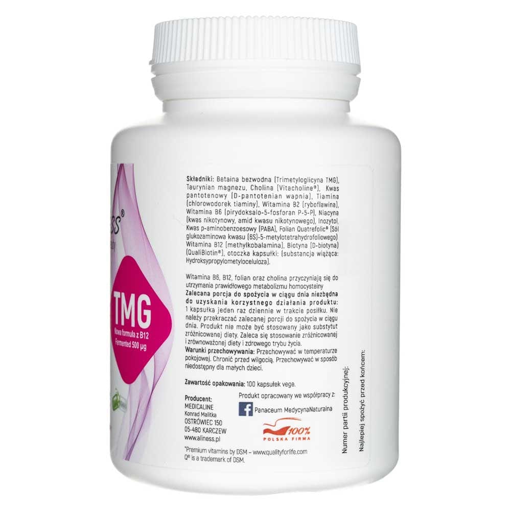 Aliness Vitamin B Complex B-50 Methyl plus TMG - 100 Veg Capsules