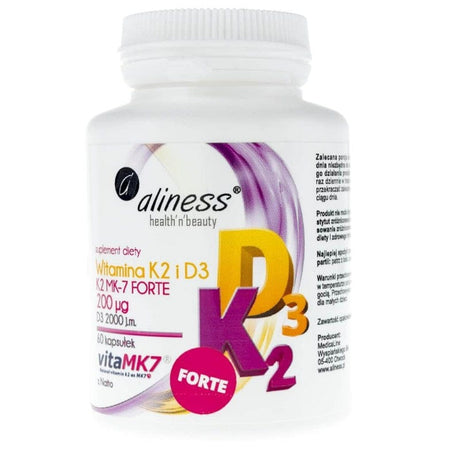 Aliness Vitamin K2 FORTE MK-7 200 µg with Natto D3 - 60 Capsules
