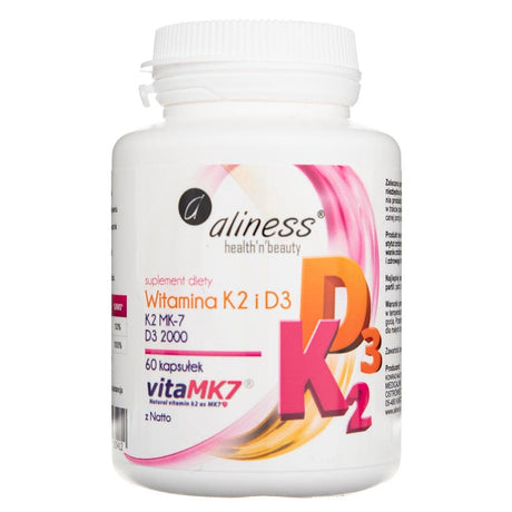 Aliness Vitamin K2 MK-7 100 mcg with Natto D3 - 60 Capsules