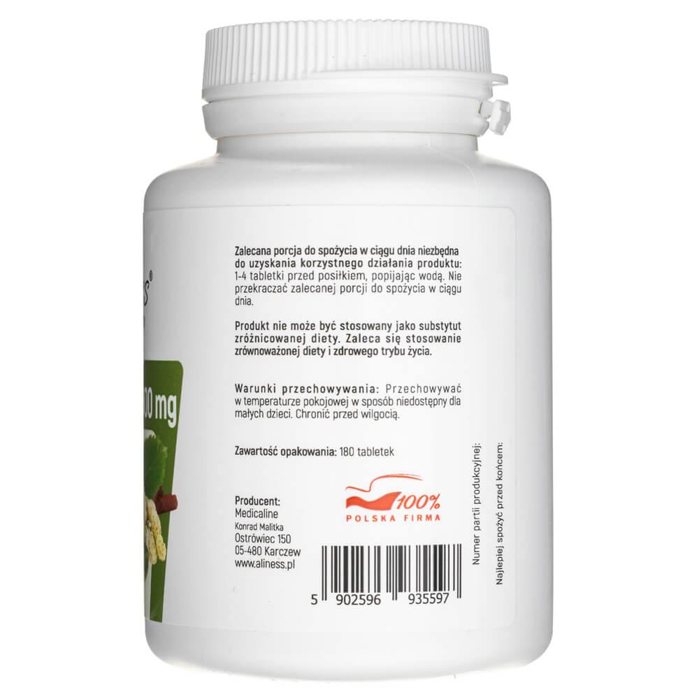 Aliness White Mulberry 4:1 with Cinnamon and Chromium - 180 Tablets