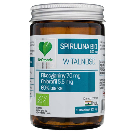 BeOrganic Spirulina 500 mg - 100 Tablets
