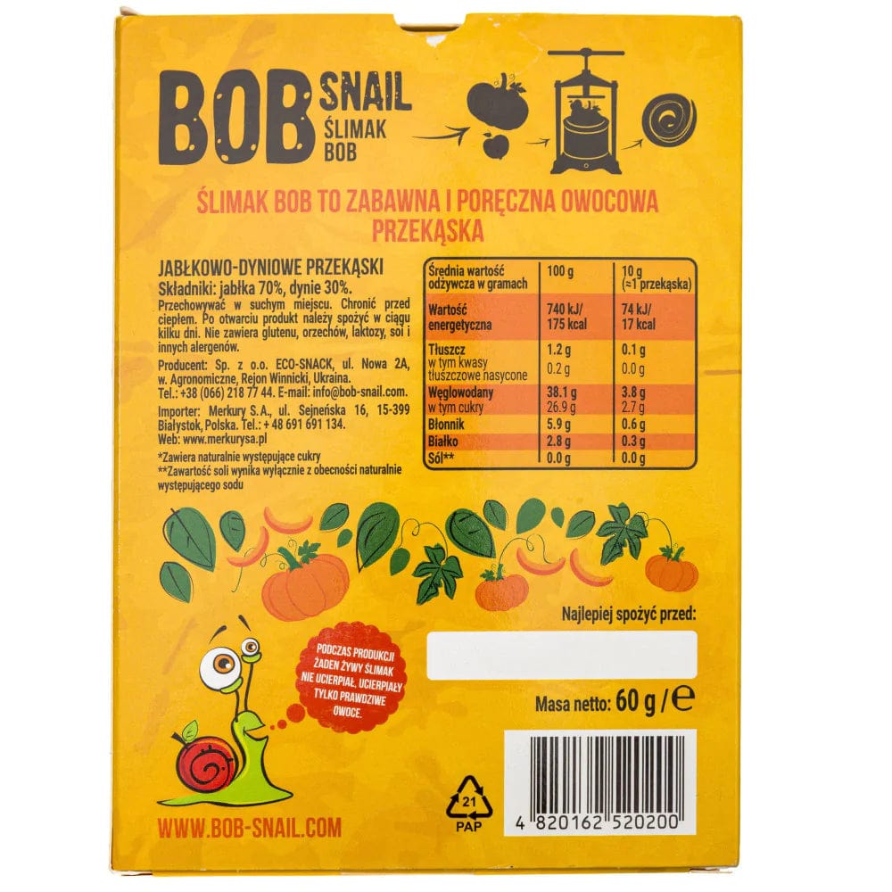 Bob Snail Apple and Pumpkin Snack with No Added Sugar - 60 g
