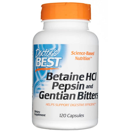 Doctor's Best Betaine HCL Pepsin & Gentian Bitters - 120 Capsules