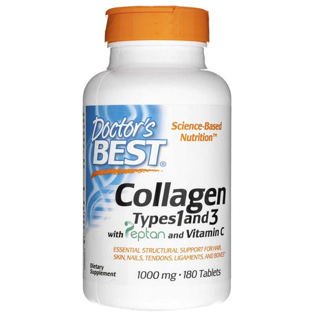 Doctor's Best Collagen Types 1 and 3 with Peptan and Vitamin C 1000 mg - 180 Tablets
