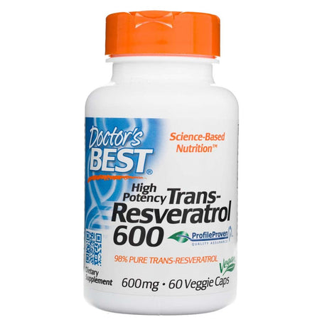 Doctor's Best  High Potency Trans-Resveratrol 600 - 600 mg - 60 Veg Capsules