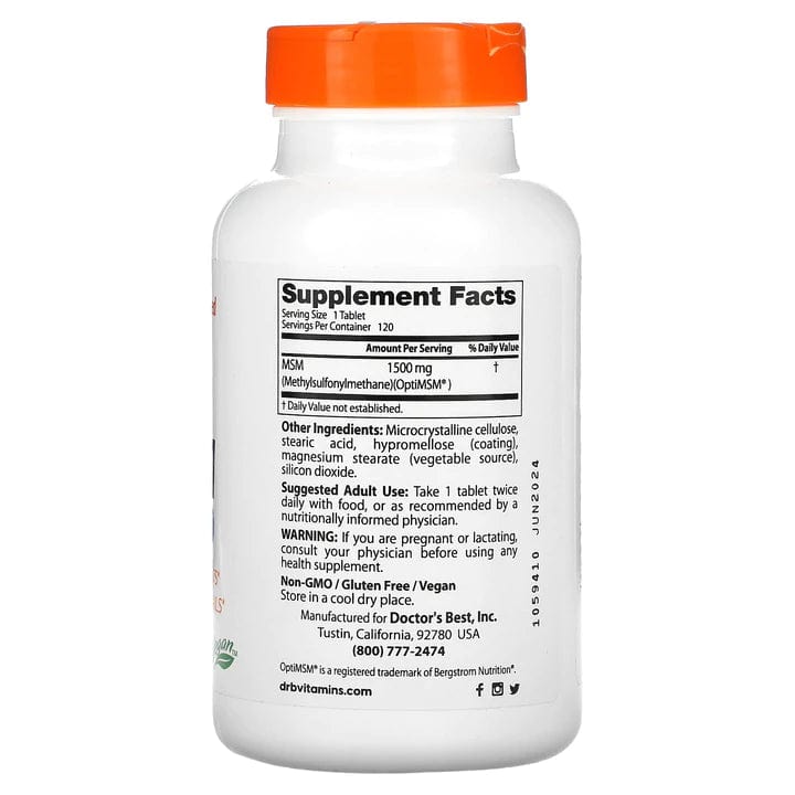 Doctor's Best MSM with OptiMSM 1500 mg - 120 Tablets