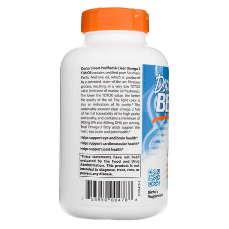 Doctor's Best Purified & Clear Omega 3 Fish Oil with Goldenomega 1000 mg - 120 Capsules