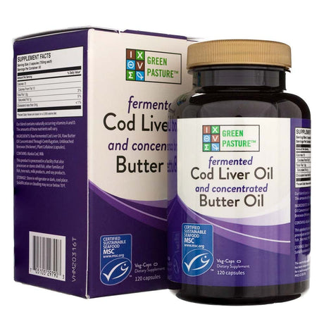 Green Pasture Fermented Cod Liver Oil And Concentrated Butter Oil Blend - 120 Capsules