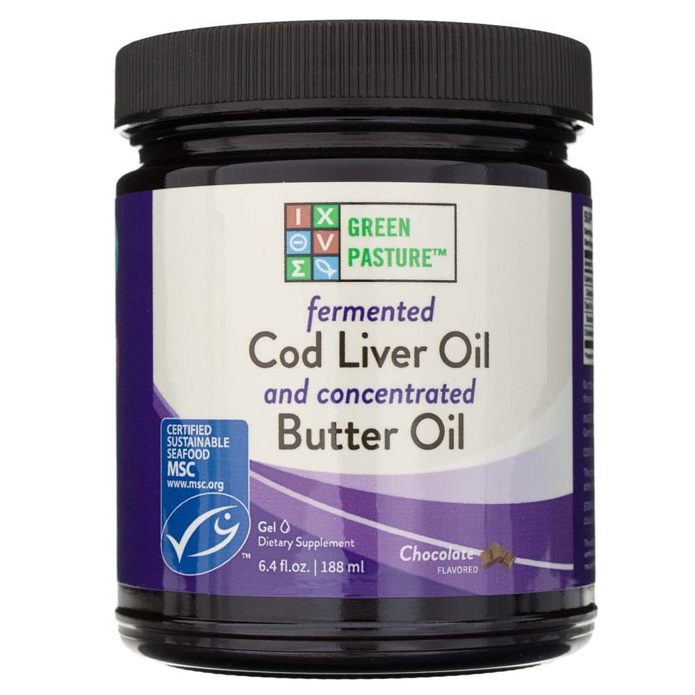Green Pasture Fermented Cod Liver Oil And Concentrated Butter Oil Blend, Chocolate, Gel - 188 ml