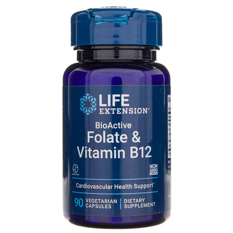 Life Extension BioActive Folate & Vitamin B12  - 90 Veg Capsules