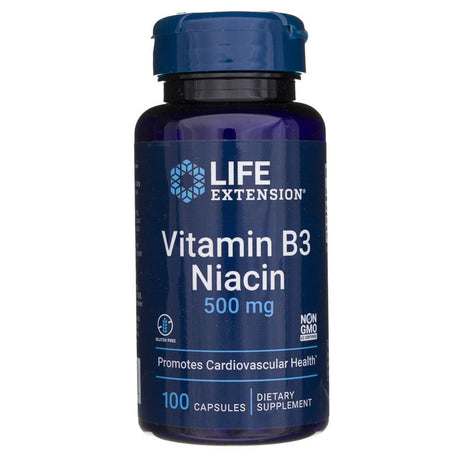 Life Extension Vitamin B3 Niacin 500 mg - 100 Capsules