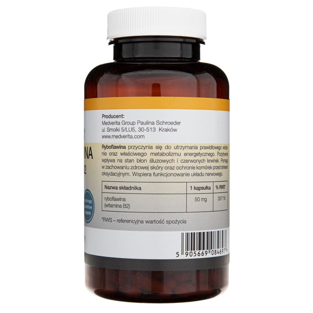 Medverita Riboflavin (Vitamin B2) 50 mg - 180 Capsules