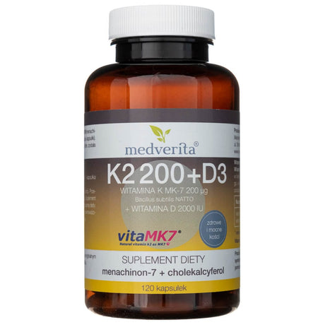 Medverita Vitamin K Vitamk7® 200 mcg + Vitamin D3 2000 IU - 120 Capsules