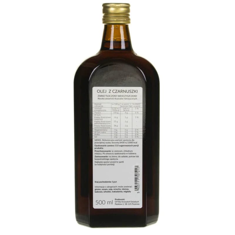 Olvita Cold-Pressed Black Cumin Oil Unpurified - 500 ml
