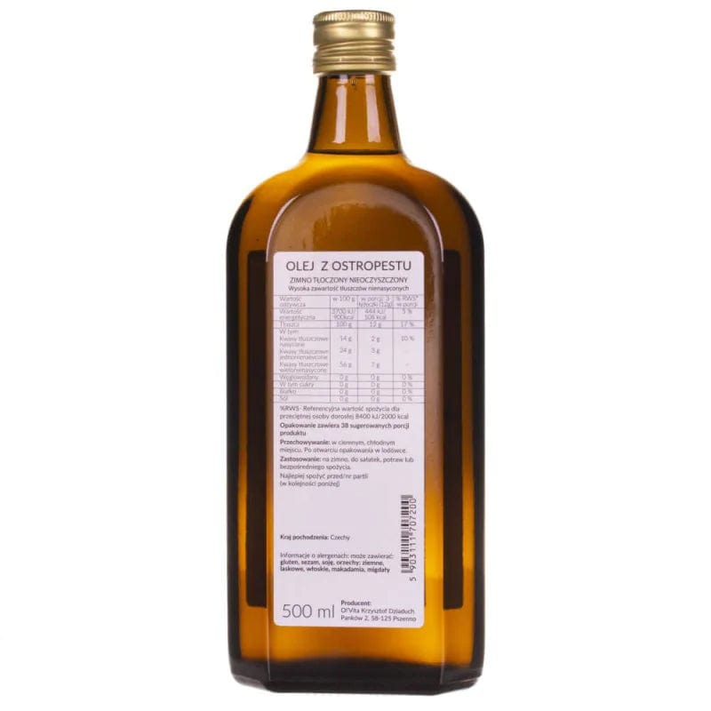 Olvita Cold-Pressed Thistle Oil Unpurified - 500 ml