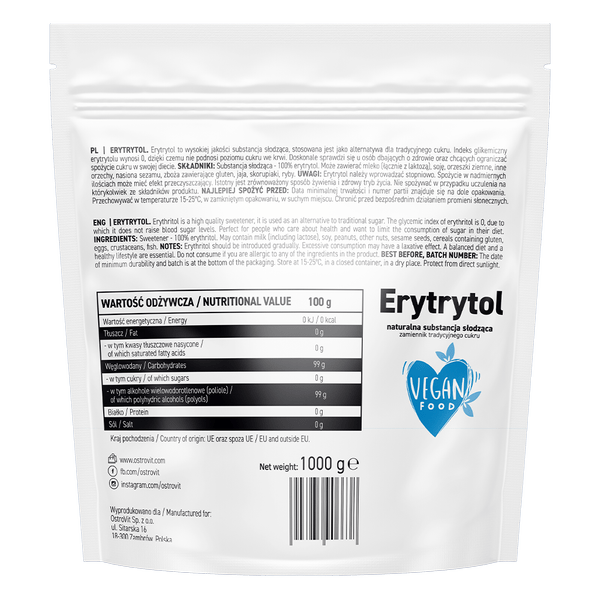 Ostrovit Erythritol , natural - 1000 g