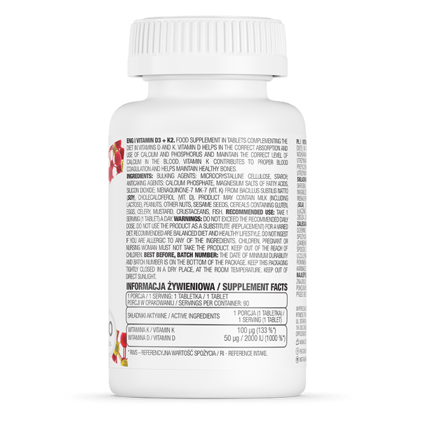 Ostrovit Vitamin D3 + K2 - 90 Tablets