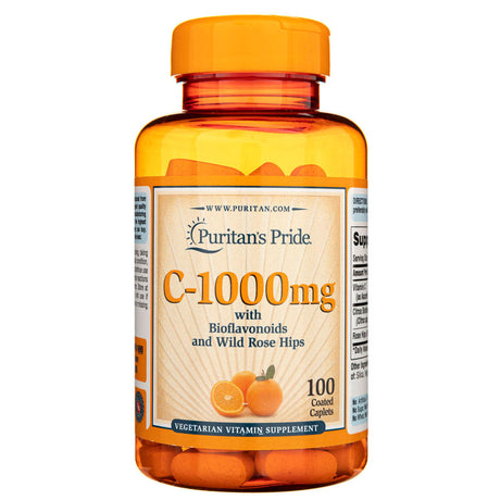 Puritan's Pride Vitamin C-1000 mg with Bioflavonoids & Rose Hips - 100 Caplets