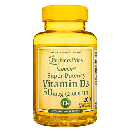 Puritan's Pride Vitamin D3 50 mcg (2000 IU) - 200 Softgels