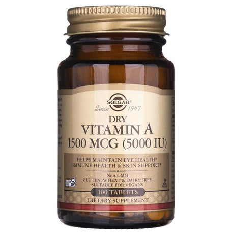 Solgar Dry Vitamin A 1500 mcg (5000 IU) - 100 Tablets