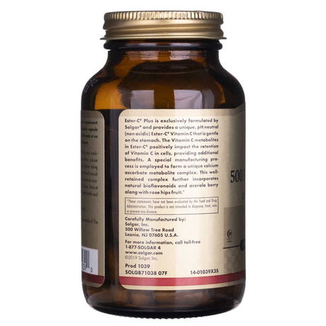 Solgar Ester-C plus Vitamin C 500 mg - 100 Veg Capsules