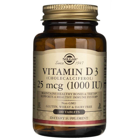 Solgar Vitamin D3 25 mcg (1000 IU) - 180 Tablets