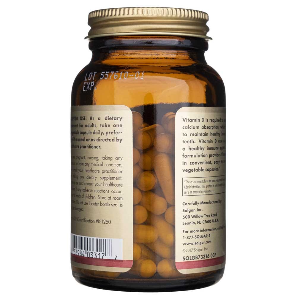 Solgar Vitamin D3 55 mcg (2200 IU) - 50 Vegetable Capsules