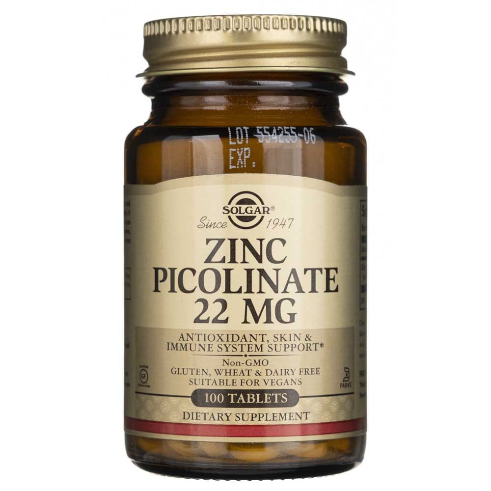 Solgar Zinc Picolinate 22 mg - 100 Tablets
