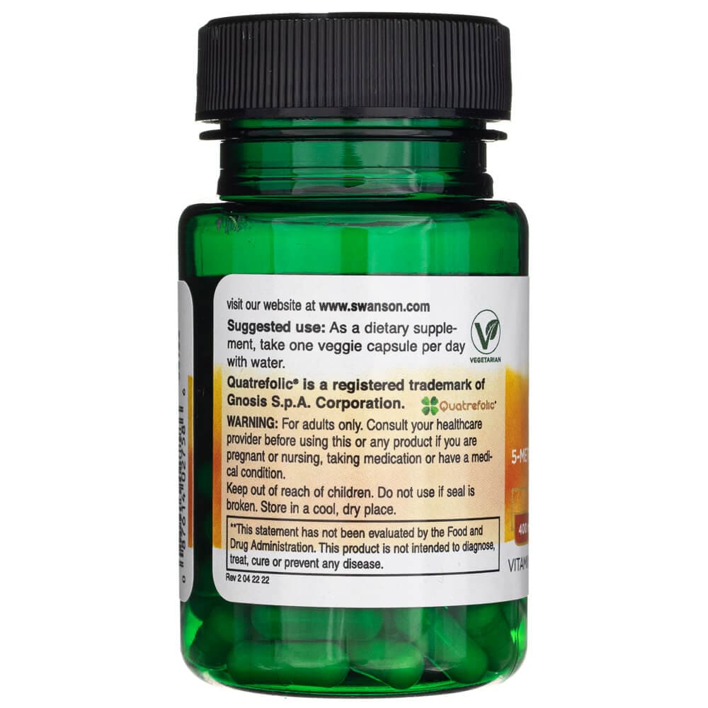 Swanson Folate 5-Methyltetrahydrofolic Acid 400 mcg - 30 Veggie Caps