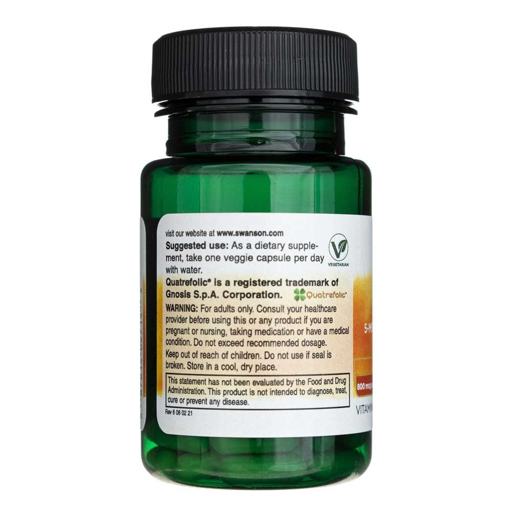 Swanson Folate 5-Methyltetrahydrofolic Acid 800 mcg - 30 Veggie Caps