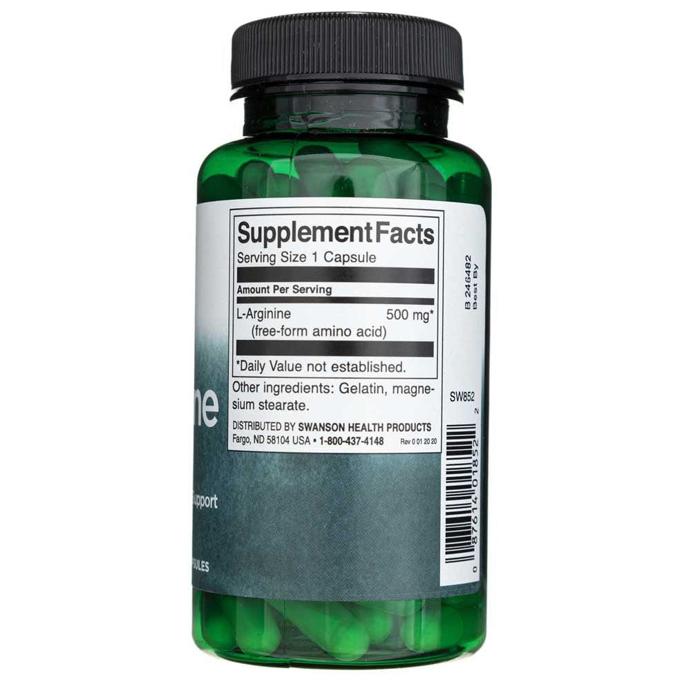 Swanson L-Arginine 500 mg 100 Capsules Medpak Shop