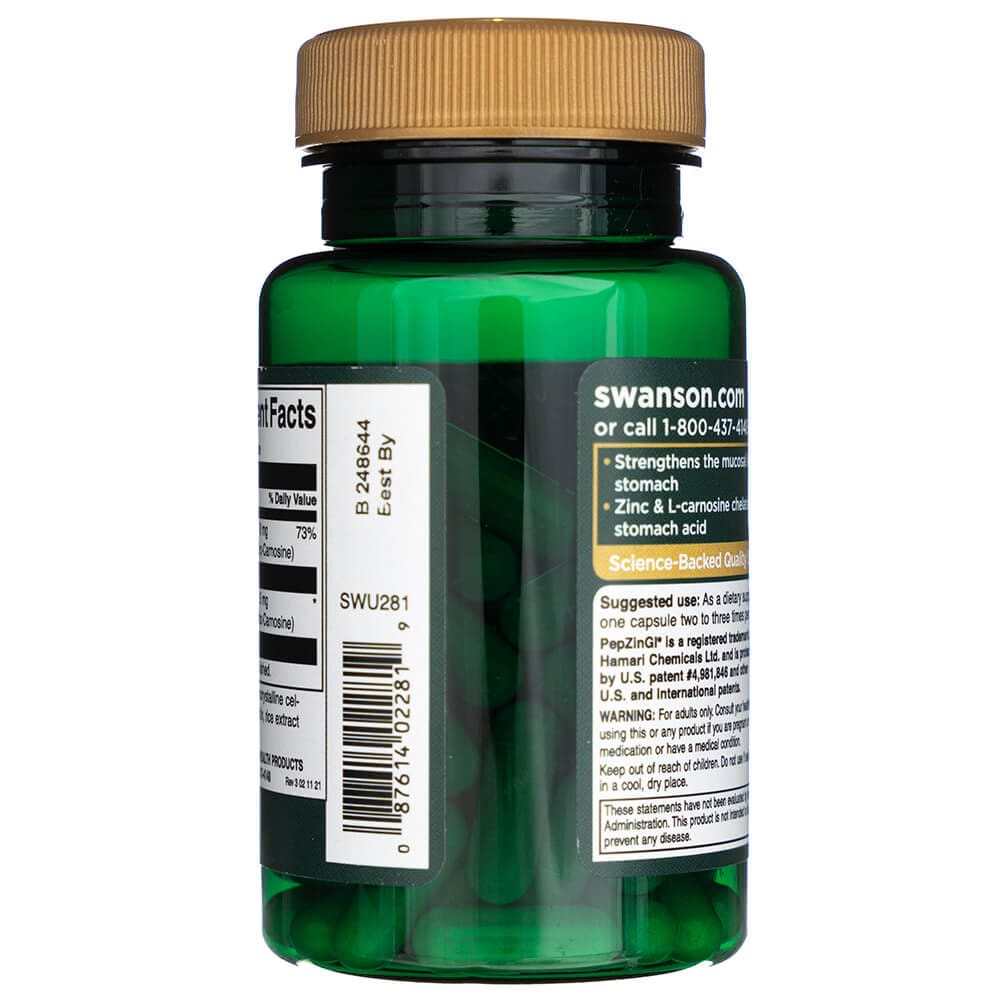 Swanson Zinc Carnosine featuring PepZinGI - 60 Capsules