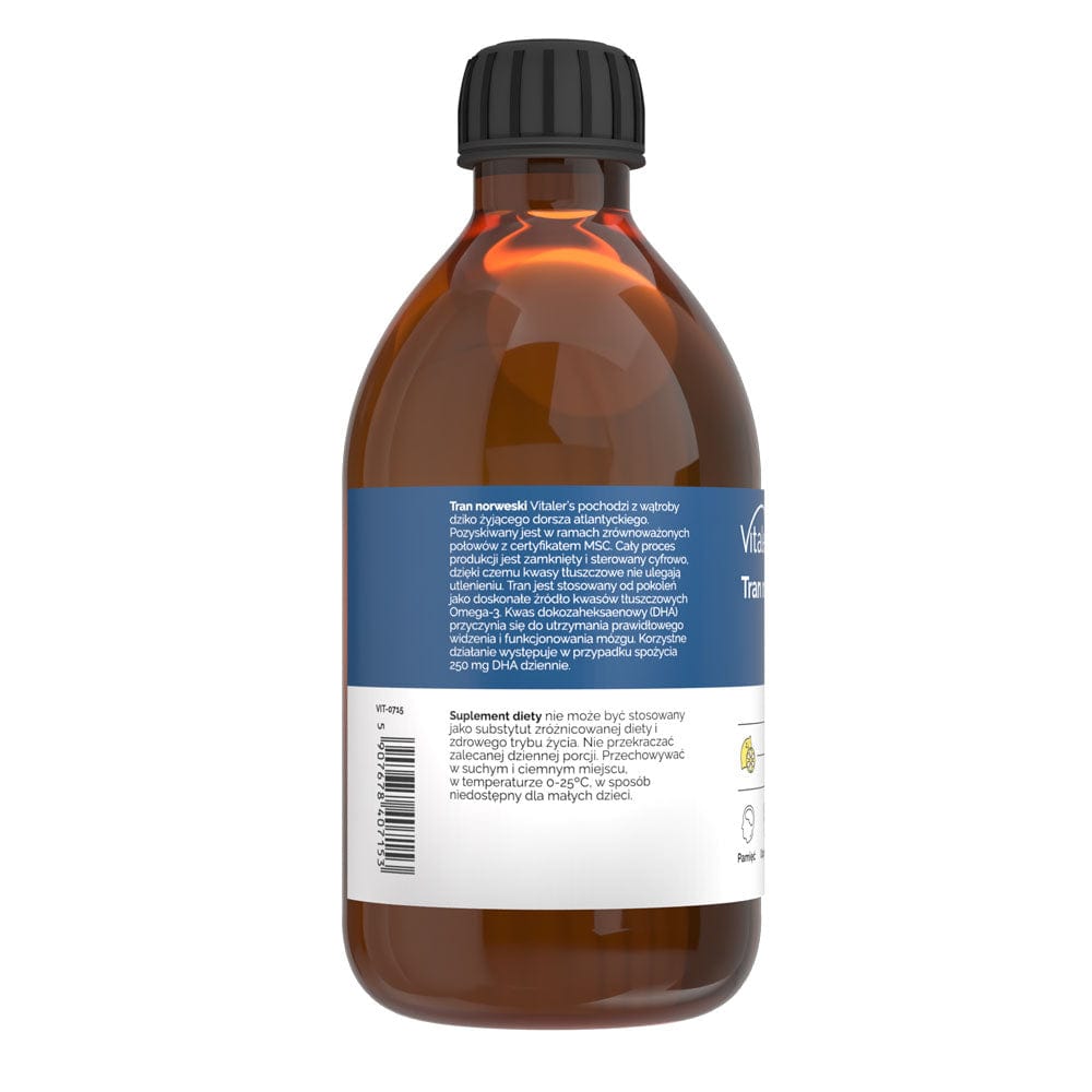 Vitaler's Omega-3 Norwegian Cod Liver Oil, Lemon Flavor 1200 mg - 250 ml