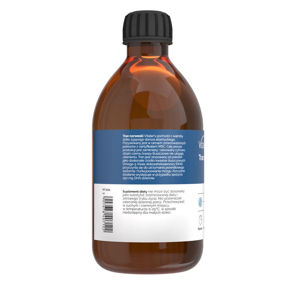 Vitaler's Omega-3 Norwegian Cod Liver Oil, Unscented Flavor 1200 mg - 250 ml