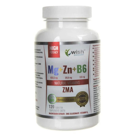 Wish Magnesium  Zinc Vitamin B6 - 120 Tablets